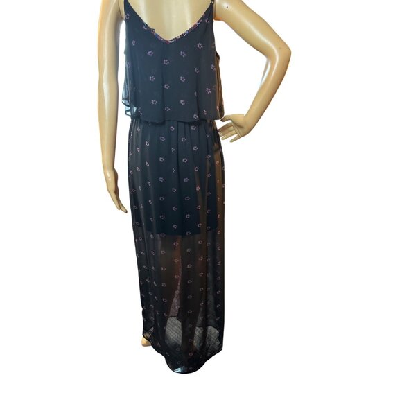 Express Black Chiffon Printed Maxi Dress Size Medium - Picture 4 of 4